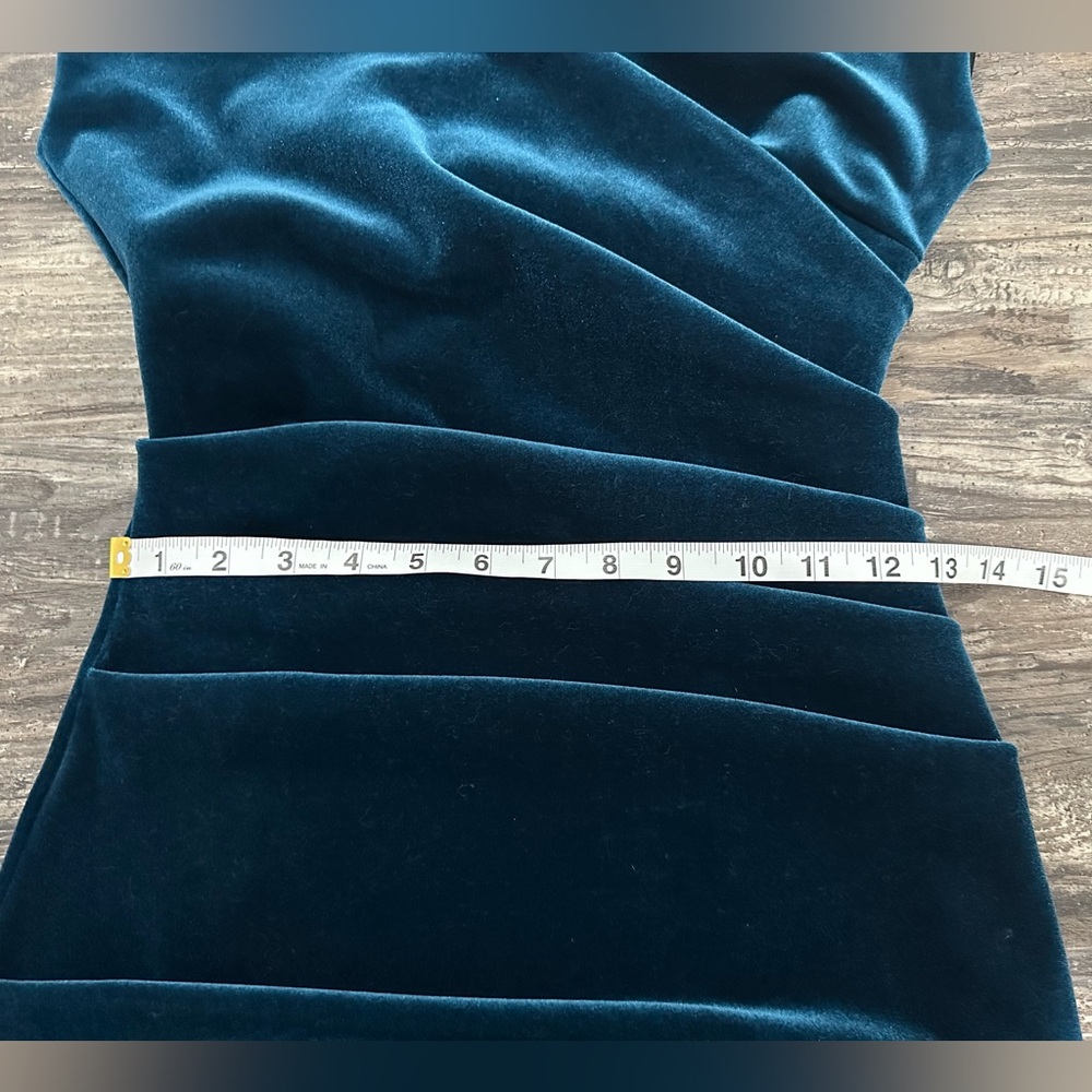 Chiara Boni La Petite Robe Velvet Dress In Teal Size 4 - Picture 5 of 7